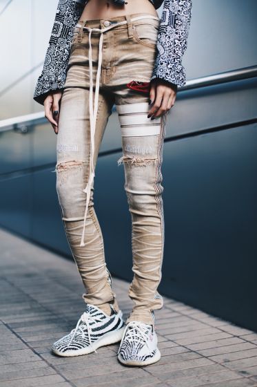 Tan Washed Track Jeans 2018