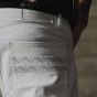 H8 White Casino monogram leather strap White denim jeans