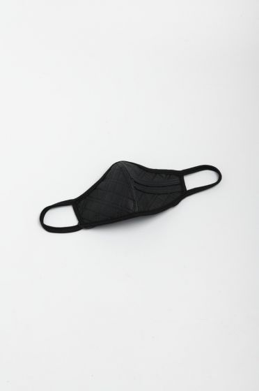 Black Quilted Leather Mask with Black Leather Strap